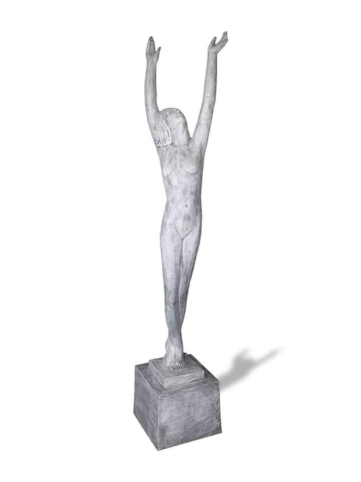 Art Deco Lady Statue Two Hands Raised
