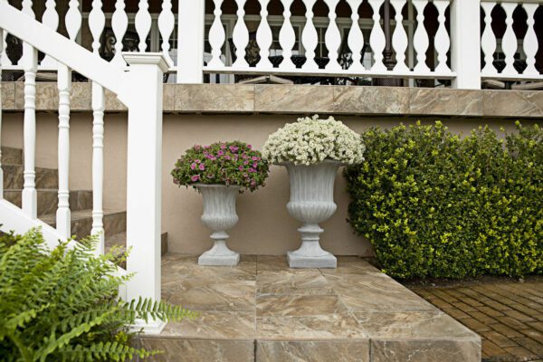 Two Classic Ribbed Urn Limestone Color
