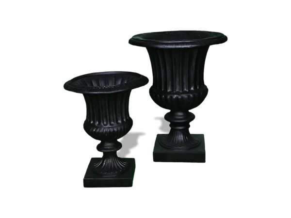 Two Classic Ribbed Urn Black Color