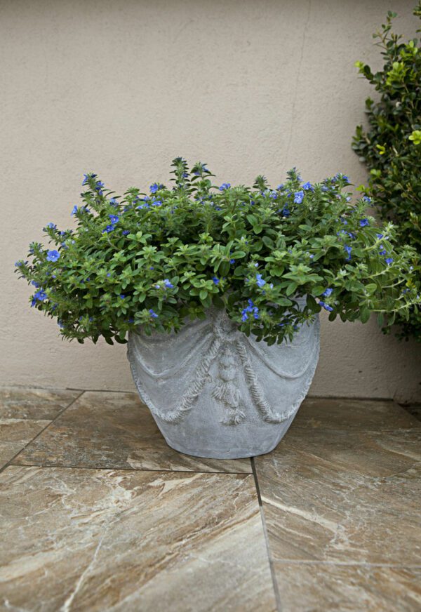 Drapery Planter Lead Gray with Plant